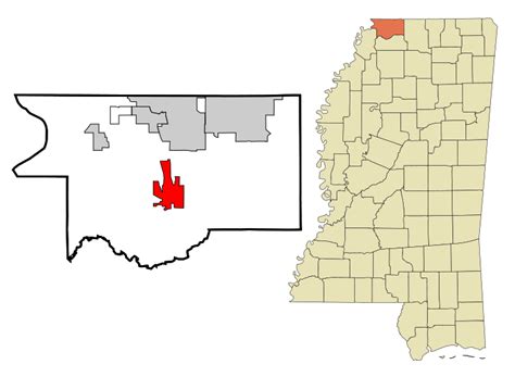 Image: DeSoto County Mississippi Incorporated and Unincorporated areas Hernando Highlighted