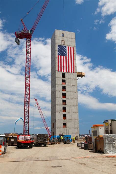 Huge American Flag Adorns Buildings Under Construction Along Harborwalk in Boston Editorial ...