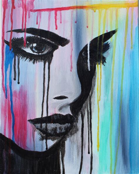 Drip Painting Abstract Faces Colorful Print Portrait Painting | Etsy