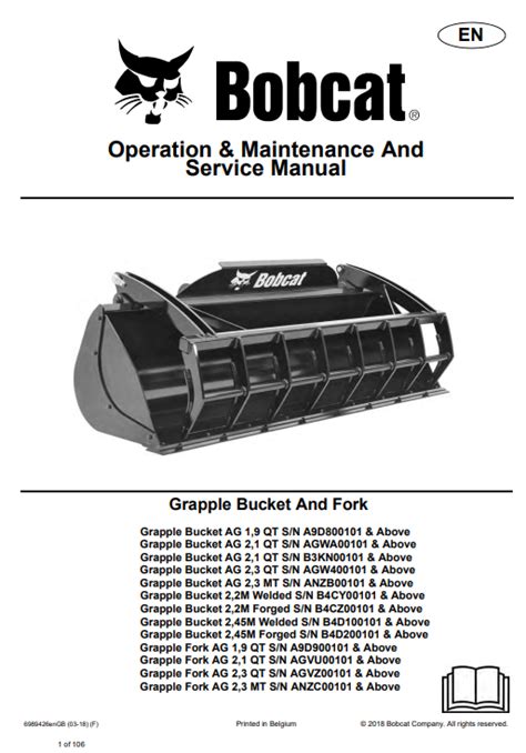 Bobcat Grapple Bucket & Fork Operation & Maintenance Manual