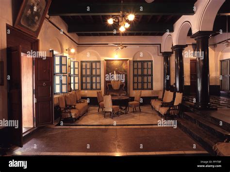 Drawing room in Nattukottai Chettiar or Nagarathar house in Chettinad ; Karaikudi ; Tamil Nadu ...