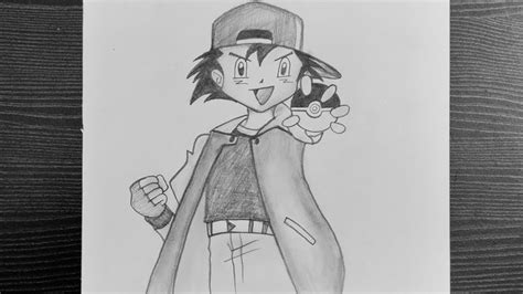 How To Draw Ash From Pokemon // Ash Ketchum Drawing Easy // Cartoon Drawing // Pencil Drawing ...