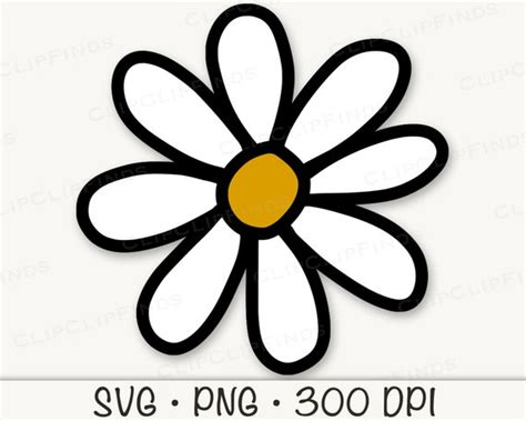 Daisy Flower Clip Art Black White