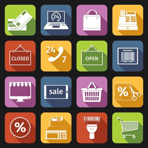 E-commerce icons set flat 439055 Vector Art at Vecteezy