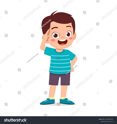 Cute Little Boy Stand Give Salute Stock Vector (Royalty Free) 2105638274 | Shutterstock