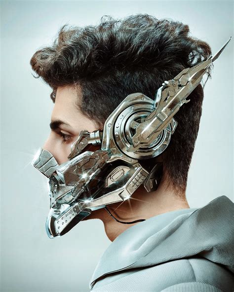 Cyborg 3D Profile Concept Art Futuristic Mask Face Mask Wallpaper ...