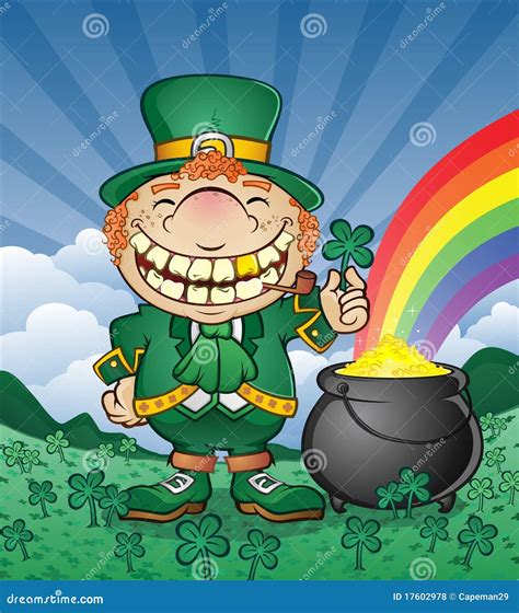 Leprechaun With Pot Of Gold In Shamrock Patch Royalty Free Stock Photos ...