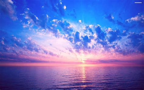 Beautiful pink sky above the ocean wallpaper | Sunrise pictures, Sunrise wallpaper, Blue sky ...