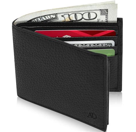 Slim Bifold Wallets For Men RFID - Front Pocket Leather Small Mens Wallet With ID Window Gifts ...