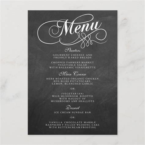 Elegant Chalkboard Wedding Menu Templates | Zazzle