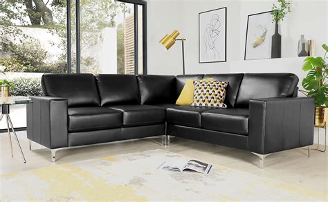 Baltimore Black Leather Corner Sofa | Furniture Choice