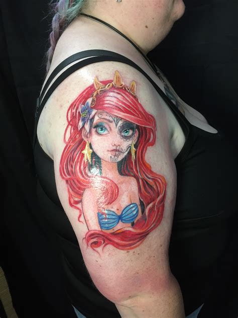 Ariel, the start of my Disney Princess sleeve done by Gimmiks Borne at Dark Martyr in Toowoomba ...