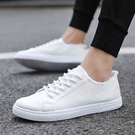 2018 Fashion Canvas Shoes Men Colors White Casual Shoes Leisure Comfortable Tennis Footwear Male ...