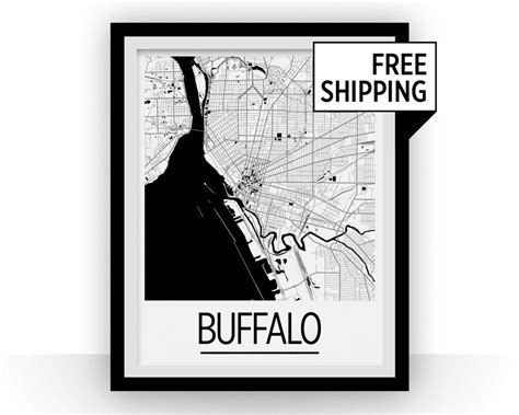 Buffalo Map Poster Usa Map Print Art Deco Series - Etsy