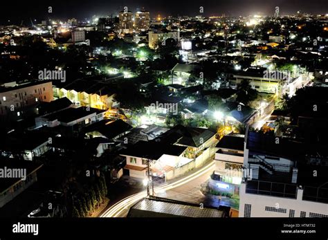 The skyline of Cebu City at night, the “second city” of the Philippines. It is one of the most ...