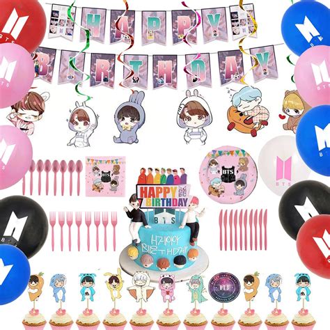 Buy BTS birthday Party Supplies Set - 107pcs Birthday Decorations,10-Kids BTS Theme Party ...