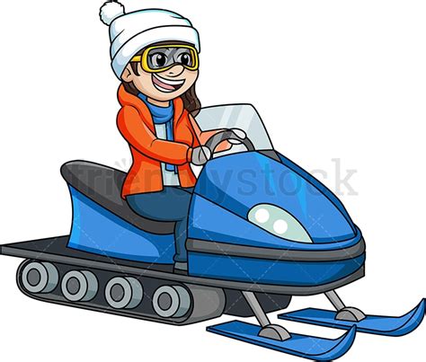 Woman Riding A Snowmobile Cartoon Clipart Vector - FriendlyStock