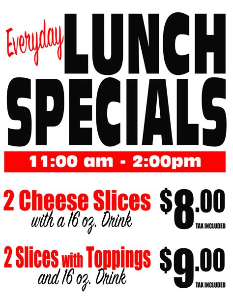 Lunch Specials - A Pizza & More