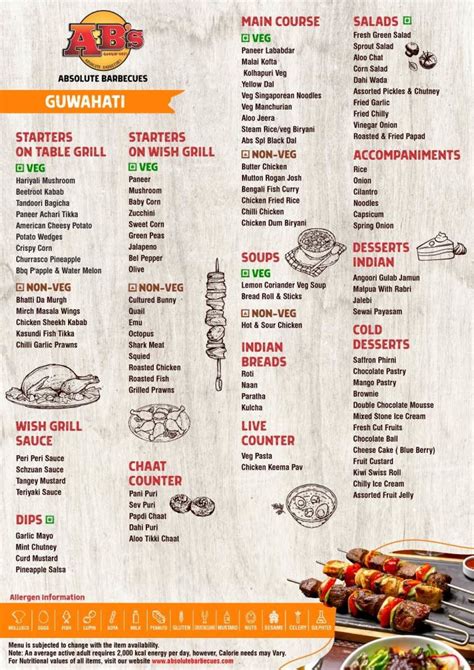 AB's - Absolute Barbecues Menu, Menu for AB's - Absolute Barbecues ...