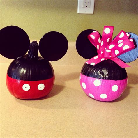 DIY Mickey and Minnie Mouse Painted Pumpkins