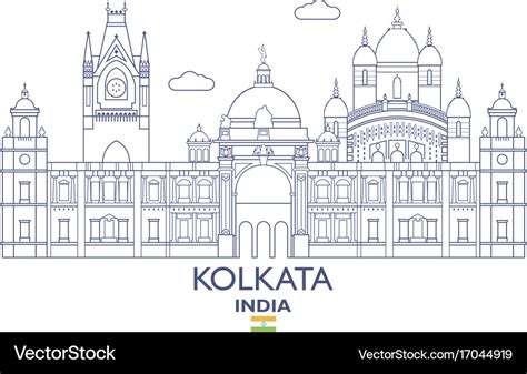 Kolkata city skyline Royalty Free Vector Image