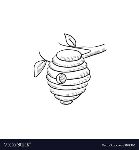 Bee hive sketch icon Royalty Free Vector Image