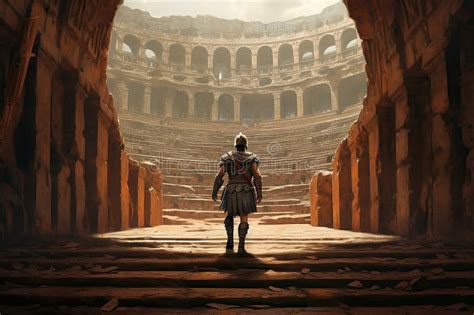 Ancient Roman Gladiator Entering the Colosseum before Battle Generative ...