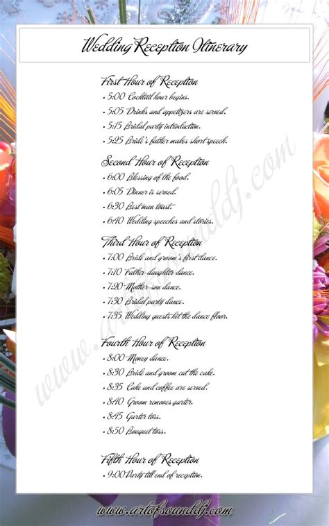 Sample Reception Timeline | Order of Events | Wedding Program