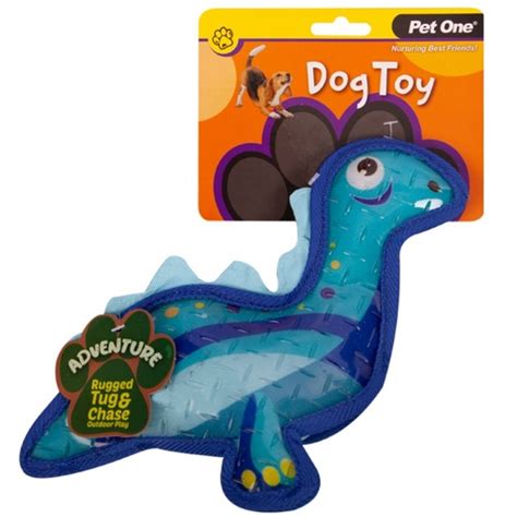 Pet One Adventure Squeaky Dinosaur Dog Toy - 29cm - Blue