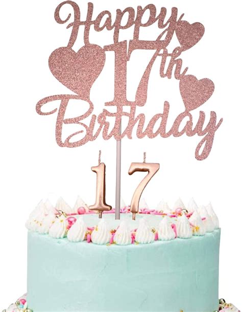 Happy 17th Birthday Cake Topper, Rose Gold 17th | Ubuy India