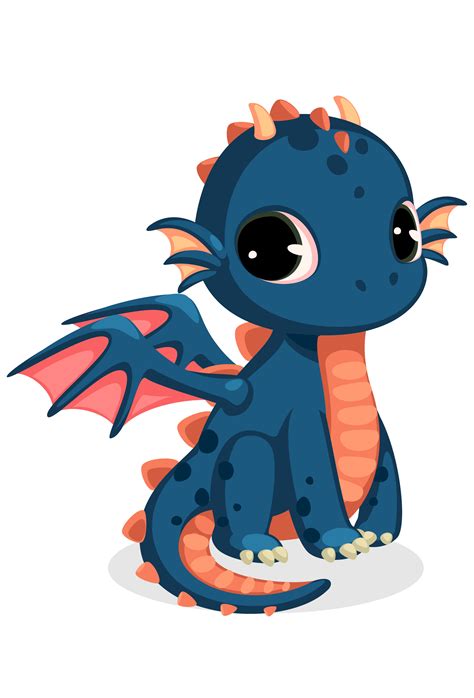 Cute dark blue baby dragon cartoon 1265675 Vector Art at Vecteezy