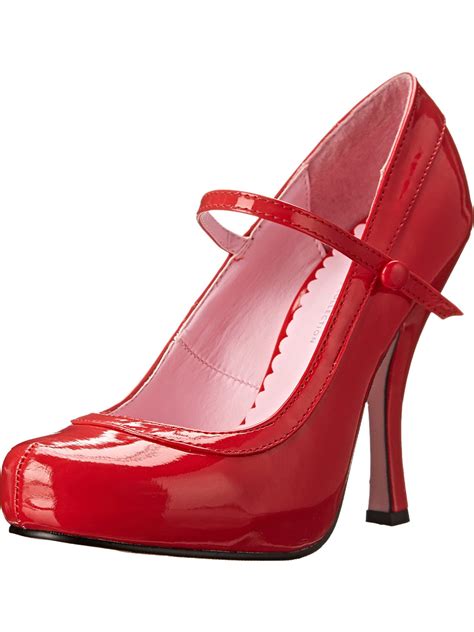 SummitFashions - Womens Red Mary Jane Heels Round Toe Shoes Patent Platform Pumps 4 Inch Heels ...