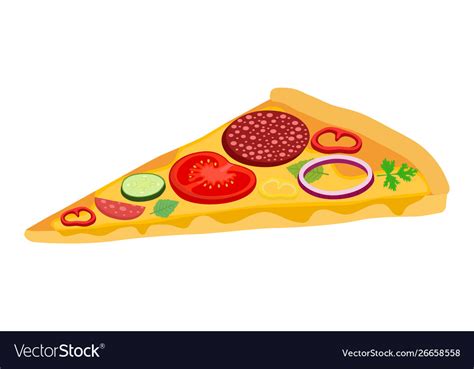 Pizza slice in cartoon style icon for menu Vector Image