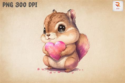 Cute Baby Chipmunk Valentine's Day Graphic by Ricco Art · Creative Fabrica