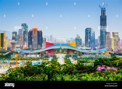 Shenzhen, China city skyline in the civic center district Stock Photo - Alamy