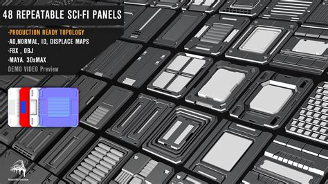 ArtStation - 48 REPEATABLE SCI-FI PANELS [4 in one Passes] | Resources