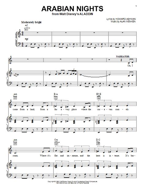 Alan Menken "Arabian Nights (from Aladdin)" Sheet Music Notes | Download Printable PDF Score 56711