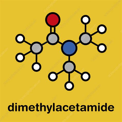 Dimethylacetamide chemical solvent molecule - Stock Image - C045/7451 - Science Photo Library