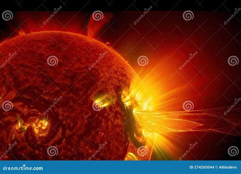 Close-up Of Solar Flare, With Accompanying Geomagnetic Storm Visible In The Background Royalty ...