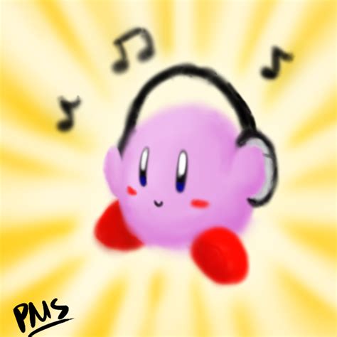 Kirby with Headphones by psychoticmindsystem on DeviantArt