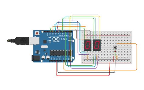 Circuit design Button Counter - Tinkercad