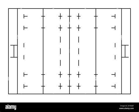 rugby sports field markings lines. Outline rugby playground top view ...