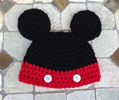 Mickey Mouse Hat Crochet Mickey Mouse Hat Handmade Mickey