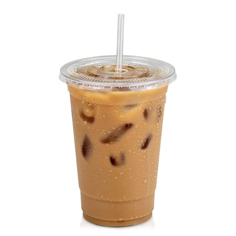 Buy [50 Pack] 20 oz BPA Free Clear Plastic Cups With Flat Slotted Lids for Iced Cold Drinks ...