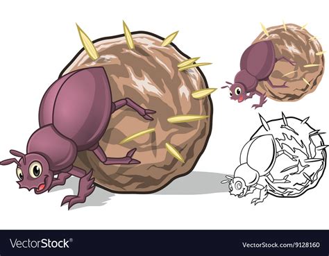 Dung beetle cartoon character Royalty Free Vector Image