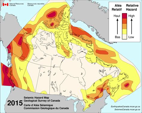 Simplified seismic hazard map for Canada, the provinces and territories