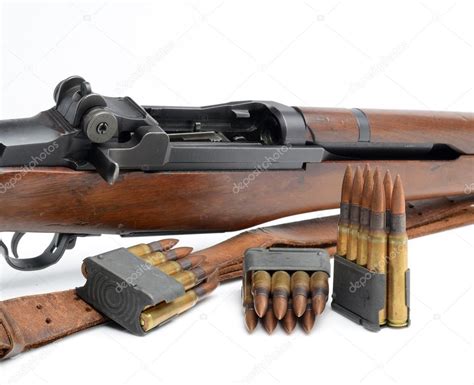 M1 Garand Rifle, clips and ammunition on white background. Stock Photo by ©asbjhb 59925423