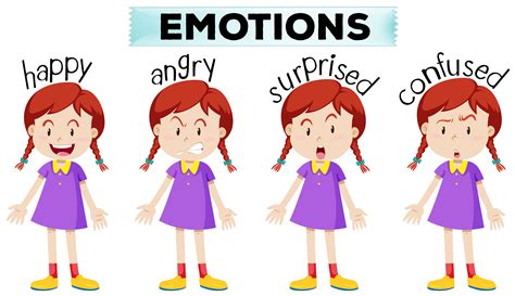 Girl with four different emotions 296809 Vector Art at Vecteezy