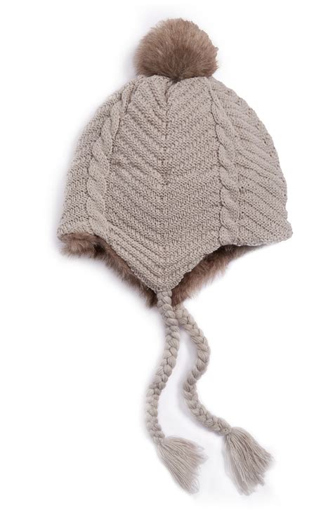 BP. Ear Flap Beanie with Faux Fur Pom | Nordstrom