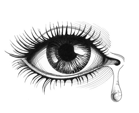 Beautiful Crying Eye. Ink Black and White Drawing. Digital Download - Etsy